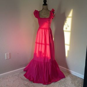 EXPRESS brand hot pink prairie style dress with ruffle sleeves